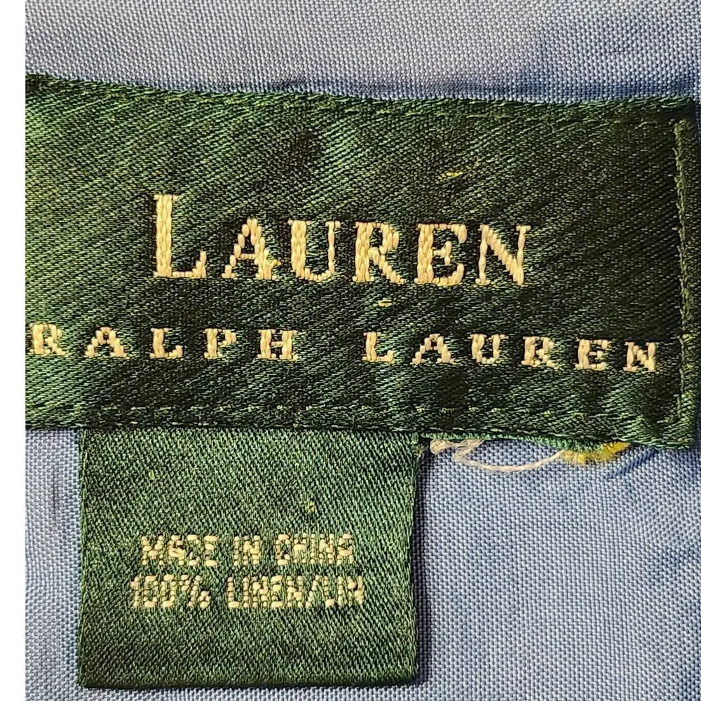 Lauren Ralph Lauren Womens Linen Blazer Smock Coat Light Blue‎ Pockets button up